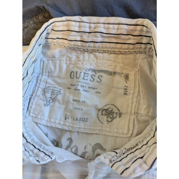 Guess Men's XL Button Down Shirt Graphic Pocket Y2K Western Graphic Pearl Snap - Picture 16 of 16